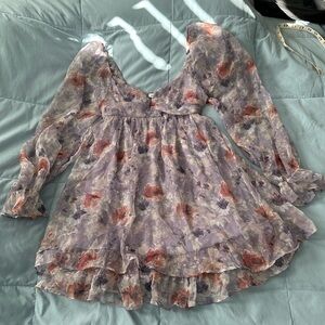 Allison & Kelly Chiffon Floral Dress Size Small Long Sleeve
